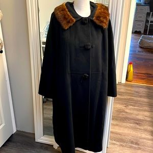Vintage Wool and Mink collar Long Coat
